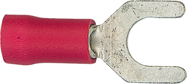 Kabelschuh in Gabelform isoliert, bis 1,5 mm², 5,3 mm Farbe rot, VPE = 100 Stück