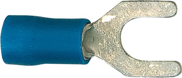 Kabelschuh in Gabelform isoliert, 2,5 mm², 4,3 mm Farbe blau, VPE = 100 Stück