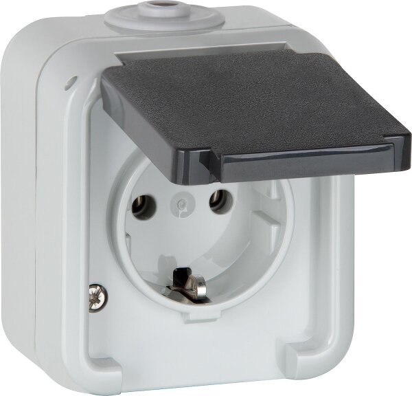 AP-Steckdose IP 44, Schuko, grau D 6620 WAB