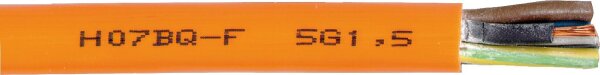 Schwere Gummischlauchleitung H07BQ-F orange, 5 G x 1,5 qmm, Rolle à 50 m
