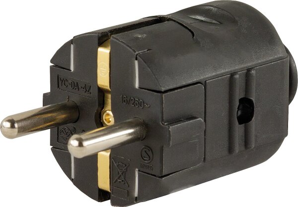 Schutzkontakt-Stecker 2-polig - schwarz 16A - 250V