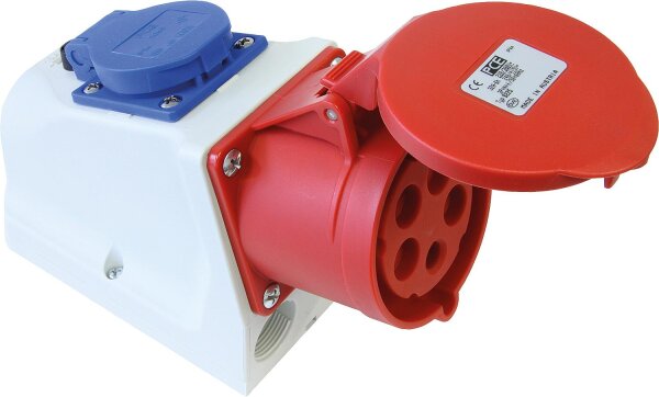 CEE-Wandsteckdose Combo IP44 400V, 32A mit Schukosteckdose