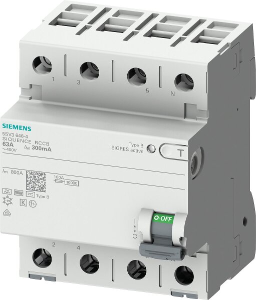 FI-Schutzschalter Siemens 4-polig, Typ B, 40 A, 300mA 5SV3644-4