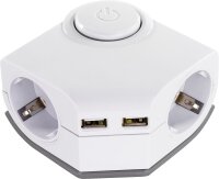 Ecksteckdose 2-fach, mit 2 USB- Anschlüssen,...