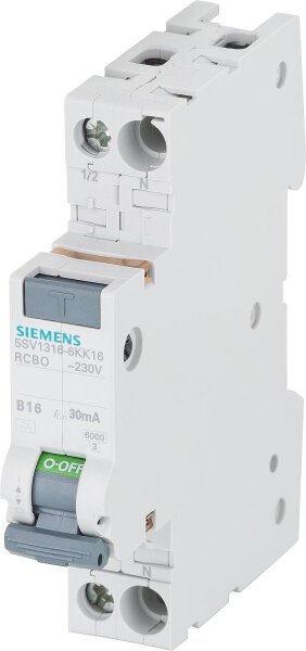 FI/LS Schalter Siemens, 6kA Typ A, B16, 30mA, 1 TE 5SV1316-6KK16