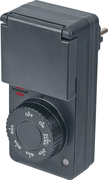 Zeitschaltuhr mit Dämmerungssensor IP44, anthrazit für Außen