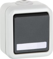 AP-Wechselschalter PEHA IP44, grau,mit Beschriftungsfeld...