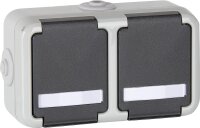 AP-Steckdose 2-fach PEHA IP44, Schuko, Beschriftung...