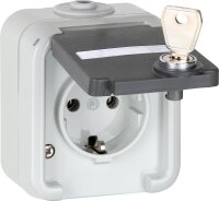 AP-Steckdose 1-fach PEHA IP44, Schuko, Beschriftung...