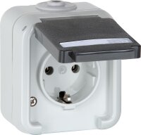 AP-Steckdose 1-fach PEHA IP44, Schuko, Beschriftung, grau...