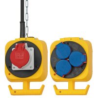 Energieblock-Stromverteiler 3 Schuko +1CEE 16A Steckdose...