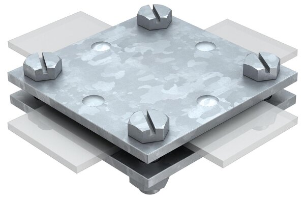 Kreuzverbinder flach für Flachleiter FL= 30mm ohne Zwischenplatte