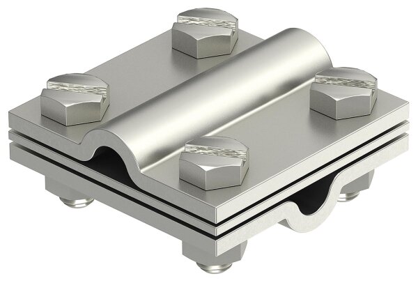 Kreuzverbinder Typ: 252 8-10 V4A für Rundleiter, Rd= 8-10mm mit Zwischenplatte