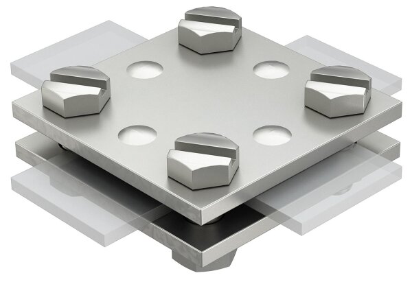 Kreuzverbinder flach Edelstahl für Flachleiter FL= 30mm ohne Zwischenplatte