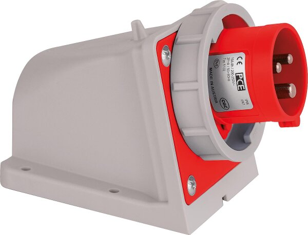 CEE-Wandgerätestecker 32A, 400V Twist, IP67, Schraubklemmen inkl. Blindverschraubung