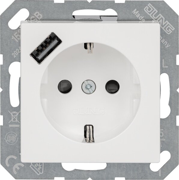 UP-Schuko-Steckdose mit 1x USB Buchse mit KS Jung A 1520-18 A WW