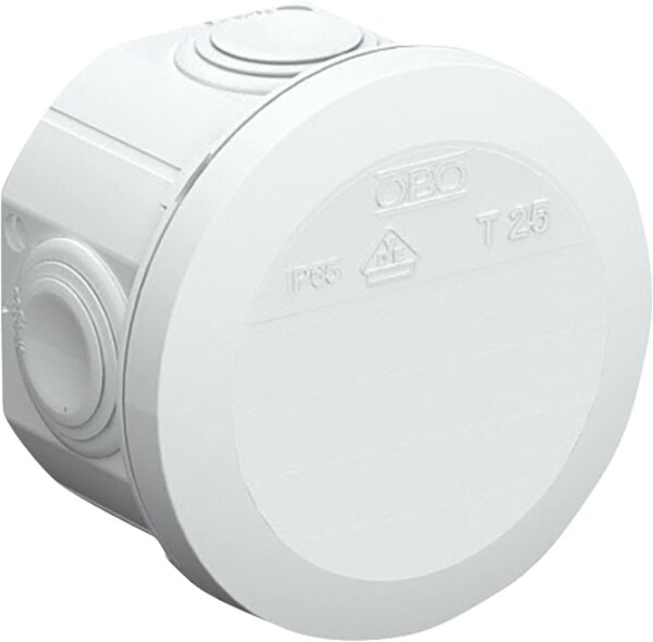 OBO Abzweigkasten, T25 Ø=63/T=45mm, lichtgrau 4x M25