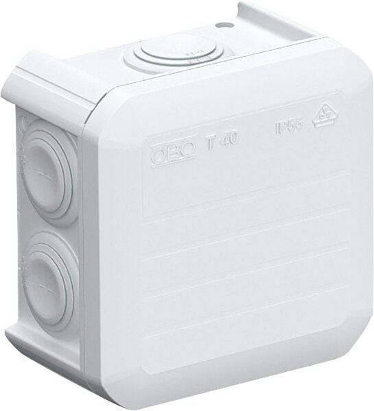 OBO Abzweigkasten, T40 HxBxT : 77x77x46mm, lichtgrau 7x M25