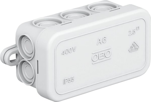 OBO Abzweigkasten A6 HxBxT : 80 x 43 x 36,2mm, lichtgrau