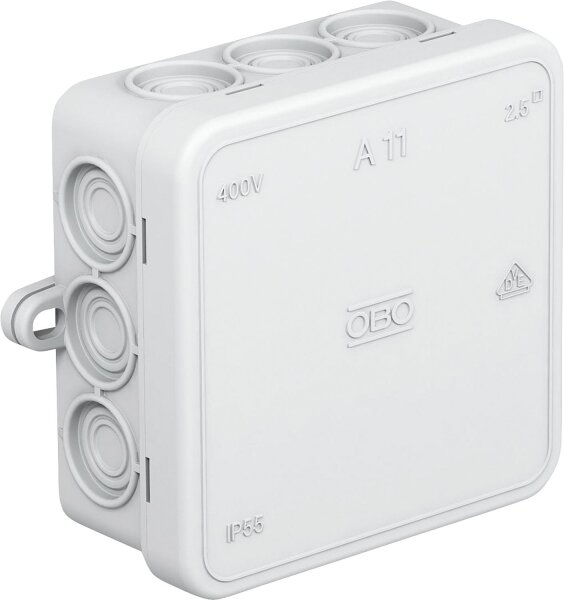 OBO Abzweigkasten A11 HxBxT : 85 x 85 x 40mm, lichtgrau