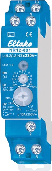 Netzüberwachungsrelais 1 Wechsler 10A/250V AC NR12-001-3X230V