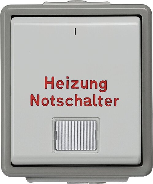 Aufputz-Heizungsnotschalter m. Fenster/ 75 mm x 66 mm x 54 mm 1-polig/ Schutzart IP44 / 1 Stk.