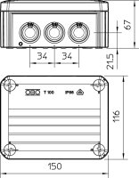 Abzweigkasten Thermoplast, 10 x M25, IP 66 Typ T 100, lichtgrau / 1 Stk.