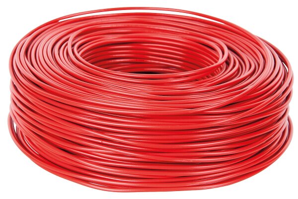 Isolierte Starkstromleitung H07V-U massiv, 1 x 1,5 rot - Rolle á 100m