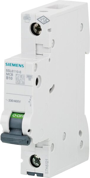 Leitungsschutzschalter Siemens, 6KA, B10A, 1-polig, 5SL6110-6