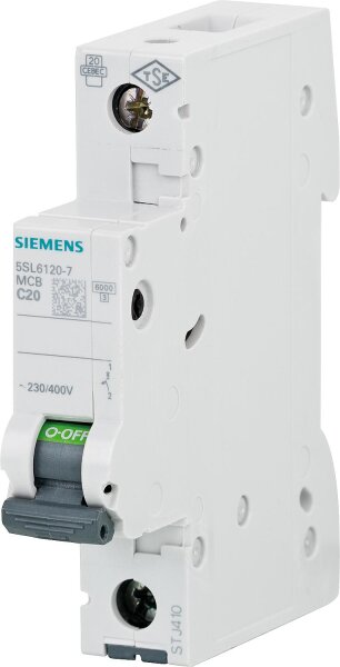 Leitungsschutzschalter Siemens, 6KA, 1-polig, C20A, 5SL6120-7