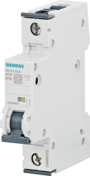 Leitungsschutzschalter Siemens, 10KA, 1-polig, B10A, 5SY4110-6