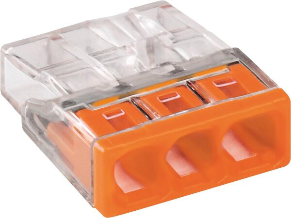 Verbindungsklemmen 3-Leiter, orange 2273-203 / VPE 100 Stück