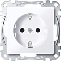 System M, Steckdose mit Kinderschutz Merten, polarweiß glänzend