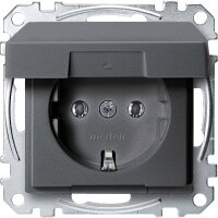 System M, Steckdose mit Klappdeckel Merten, polarweiß glänzend
