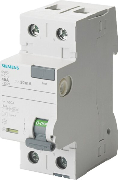 FI-Schutzschalter Siemens, 2-polig, Typ A, 25A, 30mA, 5SV3312-6