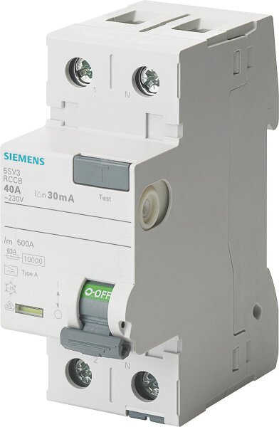 FI-Schutzschalter Siemens, 2-polig, Typ A, 40A, 30mA, 5SV3314-6
