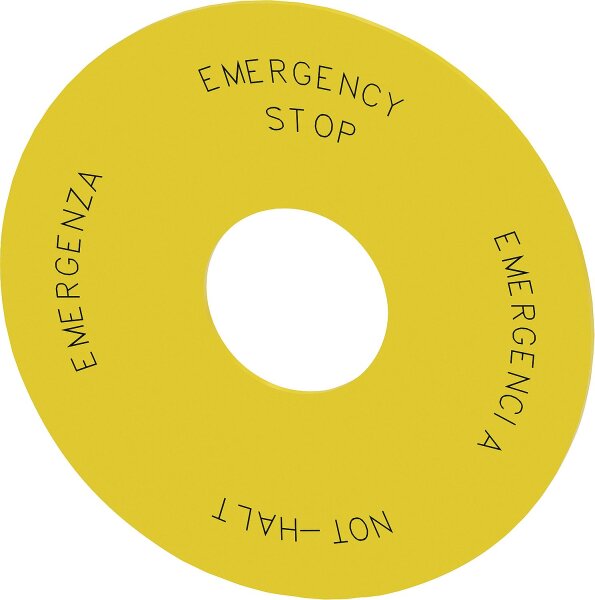 Unterlegschild rund,für Not-Halt- Pilzdrucktaster, gelb 3SU1900-0BC31-0NB0