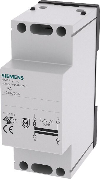 Sicherheitstransformator Siemens 24VA PRIM 230V, 50HZ, SEK 8V,12V