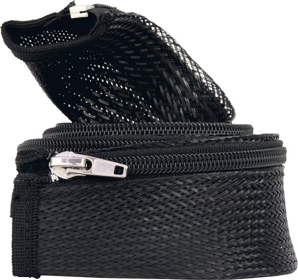 Kabelschlauch elastisch mit Reißverschluss, Schwarz, 1,5 m