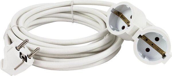 Schutzkontakt-Verlängerung mit Doppelkupplung 3m, weiß