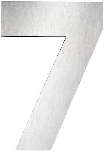 Hausnummernschild groß "7", Edelstahl