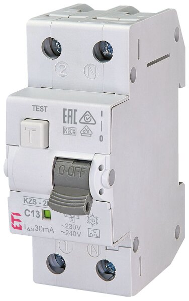 FI/LS-Schalter KZS-R, 2-polig, C13A, 30mA, 10kA, Typ A