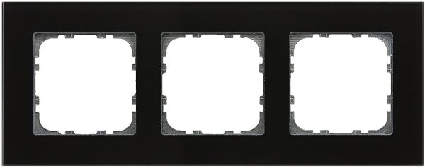 Glasrahmen Taster 3-fach für 55 mm Programme, Schwarz