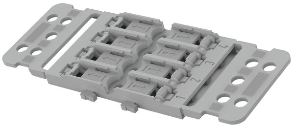 Wago Befestigungsadapter 4-fach mit Zugentlastung für Durchgangsverbinder mit Hebel 221-2504, für Schraubbefestigung, VPE 25