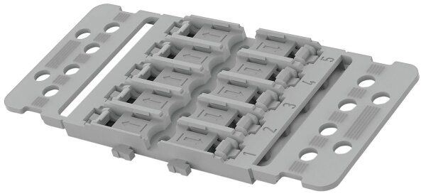 Wago Befestigungsadapter 5-fach mit Zugentlastung für Durchgangsverbinder mit Hebel 221-2505, für Schraubbefestigung, VPE 25