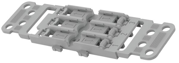 Wago Befestigungsadapter 3-fach mit Zugentlastung für Durchgangsverbinder mit Hebel 221-2513, mit Rastfuß, VPE 25