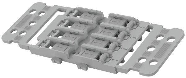 Wago Befestigungsadapter 4-fach mit Zugentlastung für Durchgangsverbinder mit Hebel 221-2514, mit Rastfuß, VPE 25