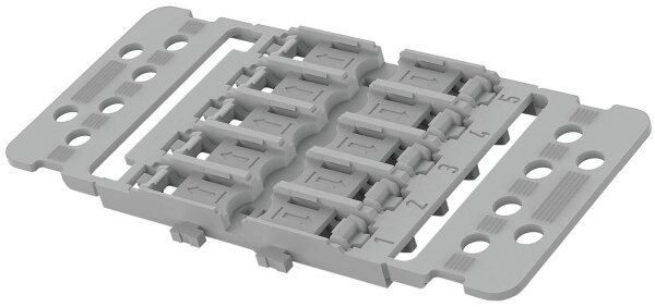 Wago Befestigungsadapter 5-fach mit Zugentlastung für Durchgangsverbinder mit Hebel 221-2515, mit Rastfuß, VPE 25