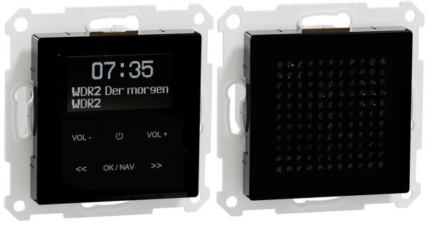 Unterputz DAB+ Radio mit Bluetooth inklusive Lautsprecher, Farbe Schwarz für System M