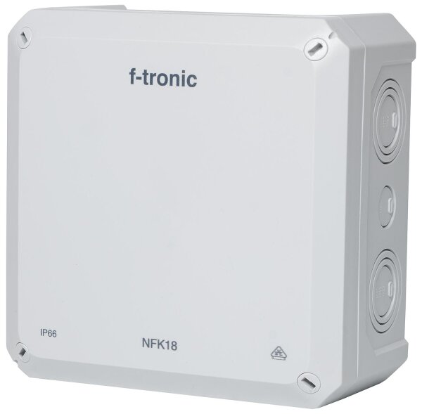 FR-Abzweigkasten 180x180x93mm, Ausbrechöffnungen IP66, PS, grau, NFK18gr